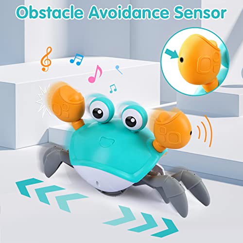 Crawling Crab Baby Toy, Aodesem Rechargeable Tummy Time Baby Walkers Toys with Music and LED Light, Sensory Toys for Infant Toddler Boys Girls Gifts