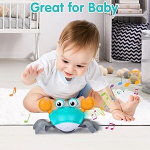 Crawling Crab Baby Toy, Aodesem Rechargeable Tummy Time Baby Walkers Toys with Music and LED Light, Sensory Toys for Infant Toddler Boys Girls Gifts