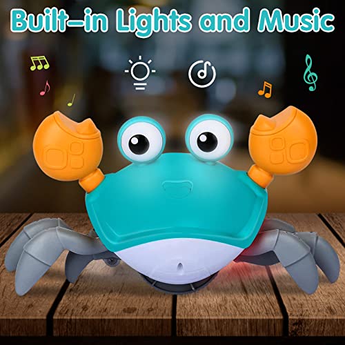Crawling Crab Baby Toy, Aodesem Rechargeable Tummy Time Baby Walkers Toys with Music and LED Light, Sensory Toys for Infant Toddler Boys Girls Gifts