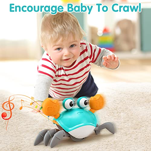 Crawling Crab Baby Toy, Aodesem Rechargeable Tummy Time Baby Walkers Toys with Music and LED Light, Sensory Toys for Infant Toddler Boys Girls Gifts