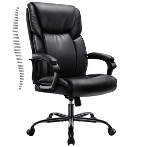 executive office chair - height adjustable high back computer chair, ergonomic home office desk chair with wheels, armrest, and headrest - 360° swivel pu leather chair for adults, black.
