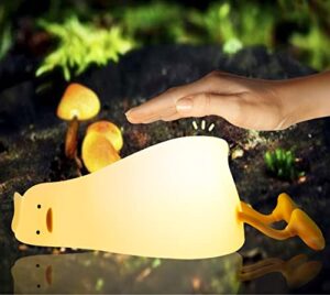 cute duck led night light, 3 level dimmable lying flat duck night light for kids/adult, type-c rechargeable bedside touch night lamp, kawaii stuff duck lamp, nightlight for bedroom, breastfeeding