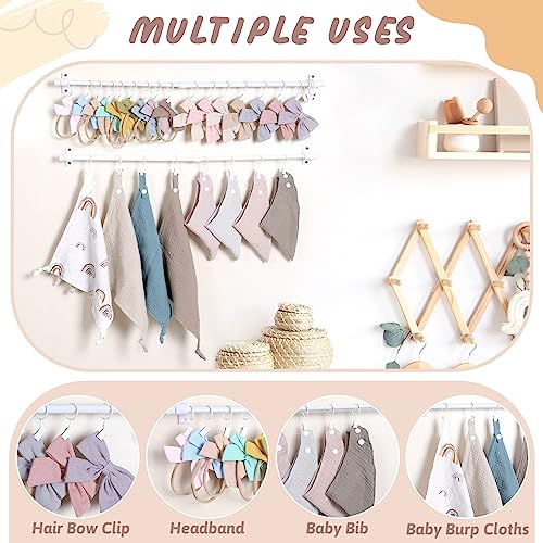 POVETIRE Headband Holder Organizer for Baby Girl,Adjustable Length Hanging Headband Organizer Nylon Bow Organizer Hair Accessories Storage Hanger for Closet Nursery Wall Decor