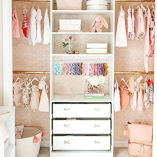 POVETIRE Headband Holder Organizer for Baby Girl,Adjustable Length Hanging Headband Organizer Nylon Bow Organizer Hair Accessories Storage Hanger for Closet Nursery Wall Decor