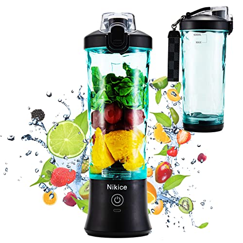 Portable Blender, Personal Blender for Shakes and Smoothies, 20 Oz BPA Free Cup, Waterproof Blender with USB Rechargeable can crushes ice (Black)