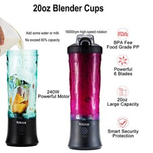 Portable Blender, Personal Blender for Shakes and Smoothies, 20 Oz BPA Free Cup, Waterproof Blender with USB Rechargeable can crushes ice (Black)