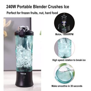 Portable Blender, Personal Blender for Shakes and Smoothies, 20 Oz BPA Free Cup, Waterproof Blender with USB Rechargeable can crushes ice (Black)