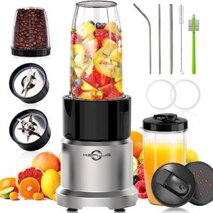 personal blender for shakes and smoothies, 6 blades bullet blenders for kitchen 850w, 17 pieces smoothie blender with grinder, 2 * 20oz to-go cups, countertop blender for fruits, protein drinks, ices