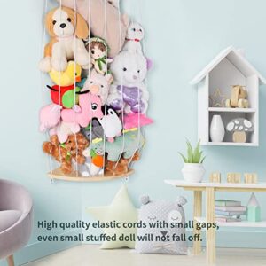Jtksfcl Stuffed Animal Storage Wood Corner Plush Toys Holder with Star Pattern, Length Adjustable Hanging Stuffed Animal Toy Organizer Shelf for Nursery Play Room Bedroom Kid Room