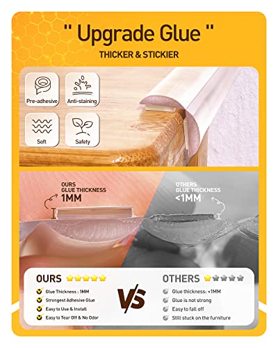 Baby Proofing, Edge Protector Strip Clear Corner Protectors Baby, Baby Proof Corners and Edges, 6.6ft(2M) Silicone Soft Corner Guards with 1MM Pre-Taped Strong Adhesive