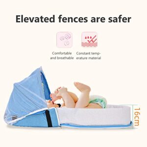 Baby Travel Cot, Portable Travel Cot Baby with Mosquito Net and Toys, Collapsible Baby Cot Foldable Carrycot Baby Bed Cot Travel Cot Baby Bed for Newborn Children (Gray)