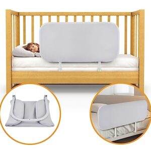 strenkitech Foldable Toddler Crib Rail - Universal Fit for Twin, Queen, Full, King Size Beds - Gray - Easy to Assemble Bed Guardrail for Infants and Toddlers (32 Inch)