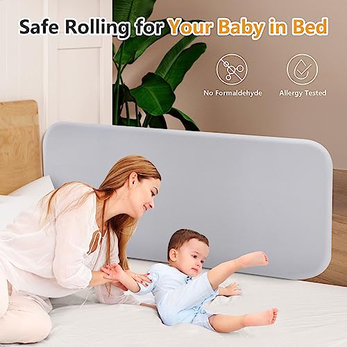 strenkitech Foldable Toddler Crib Rail - Universal Fit for Twin, Queen, Full, King Size Beds - Gray - Easy to Assemble Bed Guardrail for Infants and Toddlers (32 Inch)