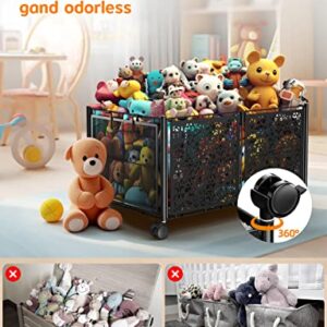 DGD Toy Box Storage, Foldable Metal Toy Boxes, Toy Box Chest with Lid, Toy Box for Boys Girls 73L Toy Storage Organizer with Wheels, for Nursery Room, Playroom, Closet Toy Boxes 1pack