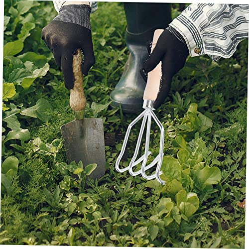 Gardening Rake 1pc Four-Tooth Rake Cleaning Tool Shrub Rake Gardening Tool Tools Handheld Gardening Cultivator Japanese Tools Garden Tractor Rake Digging Tool Wood Forging Leaf