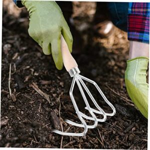 Gardening Rake 1pc Four-Tooth Rake Cleaning Tool Shrub Rake Gardening Tool Tools Handheld Gardening Cultivator Japanese Tools Garden Tractor Rake Digging Tool Wood Forging Leaf