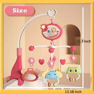 Baby Musical Crib Mobile with Light and Projector, Mobile for Crib with Remote Control ＆ Timming Function, Rotating Hanging Rattles Toy for Newborn(Red)