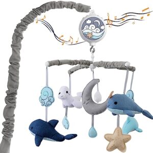 baby mobile for crib,acrabros crib mobile for boys girls,35 lullabies digital musical box,woodland nursery decor toys,ocean animals