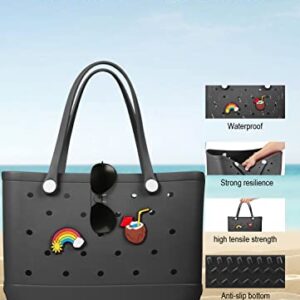 Beach Bag Rubber Tote Bag Waterproof Travel Bags for Women Washable Tote Bag Handbag for Sports Beach Market Pool (Large, Black)