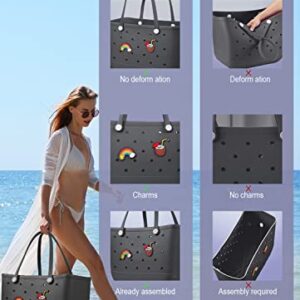 Beach Bag Rubber Tote Bag Waterproof Travel Bags for Women Washable Tote Bag Handbag for Sports Beach Market Pool (Large, Black)