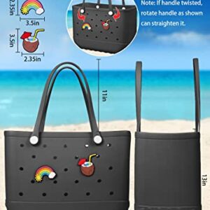 Beach Bag Rubber Tote Bag Waterproof Travel Bags for Women Washable Tote Bag Handbag for Sports Beach Market Pool (Large, Black)