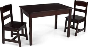 kiddkraft 897828 wooden rectangular table 2 chair set for kids espresso, gift for kids