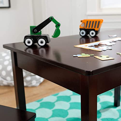 KiddKraft 897828 Wooden Rectangular Table 2 Chair Set for Kids Espresso, Gift for Kids