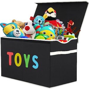 victorich toy box chest for boys girls, kids toy box storage extra large toy bin organizers baby toy baskets with lid for clothes, blanket, nursery, playroom, bedroom, stuffed animals, black