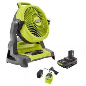 Ryobi ONE+ 18V Cordless 7-1/2 in. Bucket Top Misting Fan Kit with 1.5 Ah Battery and Charger