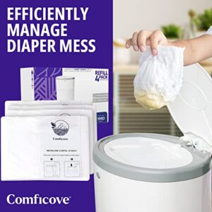 COMFICOVE Classic Diaper Pail Refills Compatible with DEKOR Classic Diaper Pails | 4 Pack | Extra Thick Diaper Pail Refill Liners | Fresh Powder Scent | Easy to Replace and Dispose of Diaper Bag | Odorless Baby Diapers Disposal