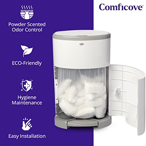 COMFICOVE Classic Diaper Pail Refills Compatible with DEKOR Classic Diaper Pails | 4 Pack | Extra Thick Diaper Pail Refill Liners | Fresh Powder Scent | Easy to Replace and Dispose of Diaper Bag | Odorless Baby Diapers Disposal