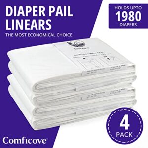 COMFICOVE Classic Diaper Pail Refills Compatible with DEKOR Classic Diaper Pails | 4 Pack | Extra Thick Diaper Pail Refill Liners | Fresh Powder Scent | Easy to Replace and Dispose of Diaper Bag | Odorless Baby Diapers Disposal