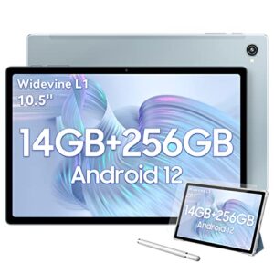 blackview 10.5 inch android 12 tablet, widevine l1, 14gb+256gb/tf 1tb, 8280mah battery, 13mp+8mp cameras, octa-core gaming tablet with stylus, fhd+ ips screen/5g wifi/quad speakers/gps-tab 15 pro blue