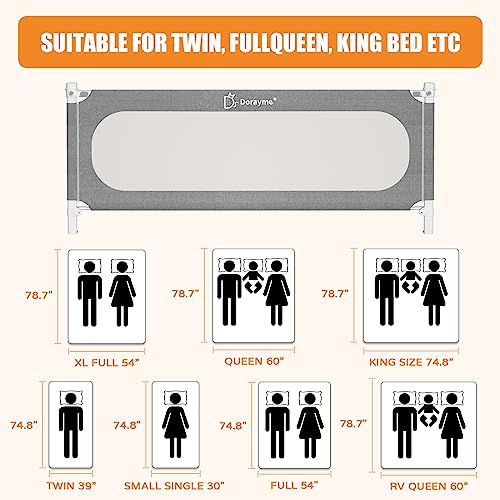 MagicFox Foldable Bed Rail for Toddlers - 32 Levels of Height Adjustment Specially Designed for Twin, Full, Queen, King Size - Quick Folding Installation Patent (78.7" * 30" (One Side))