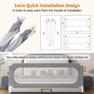 MagicFox Foldable Bed Rail for Toddlers - 32 Levels of Height Adjustment Specially Designed for Twin, Full, Queen, King Size - Quick Folding Installation Patent (78.7" * 30" (One Side))