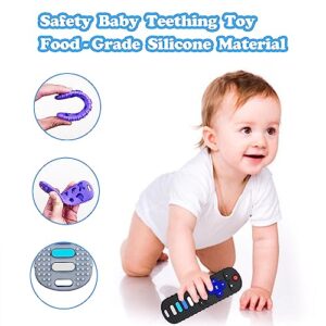 ROBBEAR Baby Teething Toys, Soft Silicone Teethers for Babies 3 6 12 18 Months, TV Remote Control Shape Infant Chew Toys for Boys and Girls, Baby Teething Relief, BPA Free (RC-Purple)