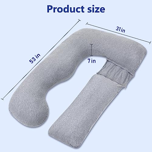 Pregnancy Pillows for Sleeping, U Shape Full Body Pillow, Maternity Pillow with Cooling Removable Cover, Support for Back, Leg, Hips, Belly for Pregnant Women(Light Grey)