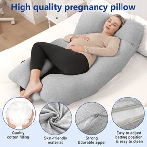 Pregnancy Pillows for Sleeping, U Shape Full Body Pillow, Maternity Pillow with Cooling Removable Cover, Support for Back, Leg, Hips, Belly for Pregnant Women(Light Grey)