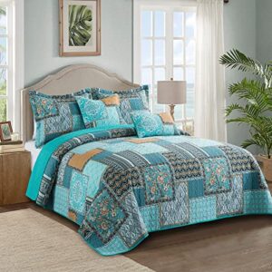 VAPUTAR Cotton King Quilt Sets + Microfiber Paisley King Quilt Sets 2 Pack