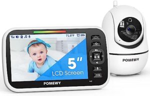 baby monitor with camera and audio - 5” display video baby monitor with 29 hour battery life, remote pan & tilt, 2x zoom,auto night vision, 2 way talk, temperature sensor,lullabies,960 feet range