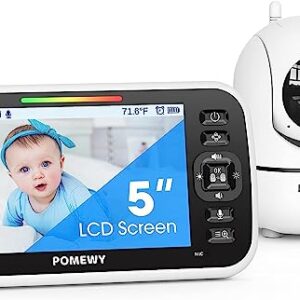 Baby Monitor with Camera and Audio - 5” Display Video Baby Monitor with 29 Hour Battery Life, Remote Pan & Tilt, 2X Zoom,Auto Night Vision, 2 Way Talk, Temperature Sensor,Lullabies,960 Feet Range