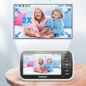 Baby Monitor with Camera and Audio - 5” Display Video Baby Monitor with 29 Hour Battery Life, Remote Pan & Tilt, 2X Zoom,Auto Night Vision, 2 Way Talk, Temperature Sensor,Lullabies,960 Feet Range