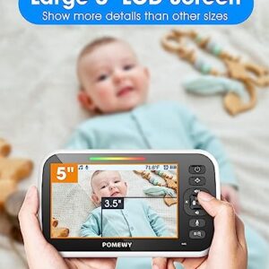 Baby Monitor with Camera and Audio - 5” Display Video Baby Monitor with 29 Hour Battery Life, Remote Pan & Tilt, 2X Zoom,Auto Night Vision, 2 Way Talk, Temperature Sensor,Lullabies,960 Feet Range