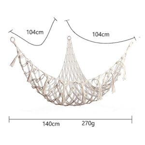 Stuffed Animal Toy Storage Hammock, BetterJonny Toy Hammock Macrame Stuff Animal Storage Corner Hanging Net Holder with Hanging Hardware for Plush Toys Kids Bedroom Décor 55 inch