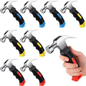 therwen 9 pcs small claw hammer bulk 8 oz small stubby hammers mini stubby claw hammer multifunction claw hammers tool with soft rubber handle for home repair diy building woodwork camping 3 colors