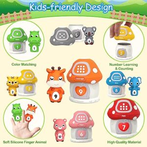 20PCS Farm Animal Toys Toddler Toys Age 1-2 2-4, Montessori Toys for 1 Year Old Finger Puppets and Mushroom Houses Learning Toys, Counting, Matching, Sorting & Stacking Toys, Baby Gifts for Girls Boys