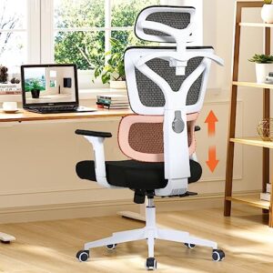 razzor office chair ergonomic computer desk chair upgrade adjustable lumbar support, breathable mesh gaming chair with 3d arms and headrest swivel high back executive chairs