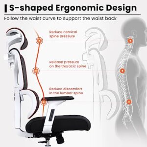 Razzor Office Chair Ergonomic Computer Desk Chair Upgrade Adjustable Lumbar Support, Breathable Mesh Gaming Chair with 3D Arms and Headrest Swivel High Back Executive Chairs