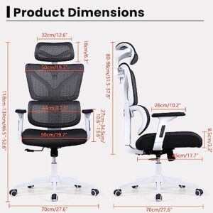 Razzor Office Chair Ergonomic Computer Desk Chair Upgrade Adjustable Lumbar Support, Breathable Mesh Gaming Chair with 3D Arms and Headrest Swivel High Back Executive Chairs
