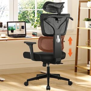 razzor office chair ergonomic computer desk chair upgrade adjustable lumbar support, breathable mesh gaming chair with 3d arms and headrest swivel high back executive chairs